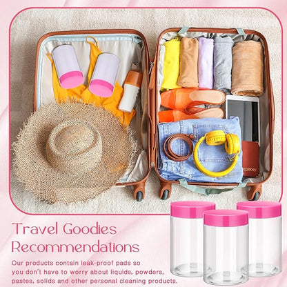 Patelai 4 Pieces Round Wide-mouth Leak Proof Plastic Container Jars with Lids for Travel Storage Makeup Beauty Products Face Creams Oils Salves Ointments DIY Making(4 Ounce,Pink)