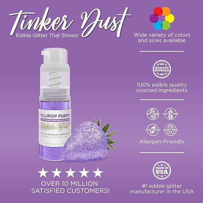 Bakell - Pollipop Purple Tinker Dust (4g, 1x Mini Spray Pump) Edible Glitter for Food, Desserts, and Beverages!