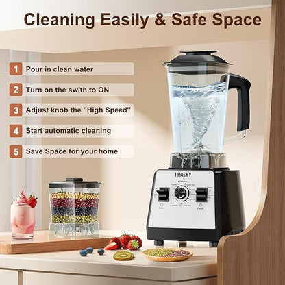 Blenders for Kitchen, Commercial Blender,2400W PRASY Food Processor with 101oz Juice & Grinder Jar, BPA-Free, 25000 RPM Blenders for Smoothies, Ice Crushing, Frozen Fruit (White, 2L)