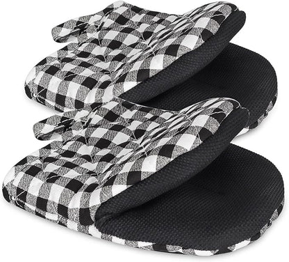 1 Pair Short Oven Mitts, Heat Resistant Silicone Kitchen Mini Oven Mitts for 500 Degrees, Non-Slip Grip Surfaces and Hanging Loop Gloves, Baking Grilling Barbecue Microwave Machine Washable