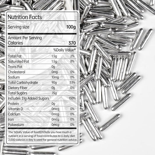 Silver Rods Sprinkles, Sugar Sprinkles For Cake Decorating, 150g/5.29oz, Food Grade, Ice Cream Decoration, Cupcake Toppers, Donuts, Cookies, Holiday, Birthday Party, Christmas Supplies