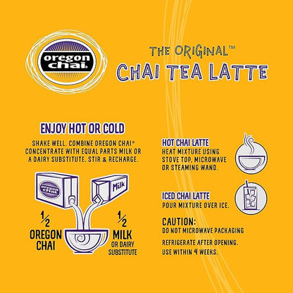 Oregon Chai Slightly Sweet Chai Concentrate, 32 Fluid Ounce (Pack of 6)