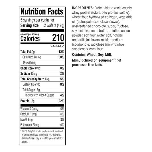 WonderSlim Protein Wafer Snack Bar, Chocolate, 210 Calories, 15g Protein, 0mg Cholesterol (5ct)