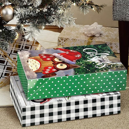 12 Extra Large Christmas Gift Wrap Boxes Bulk with Lids, 12 Tissue paper and 80 Foil Christmas Stickers for Wrapping Oversized Clothes (Robes, Sweater, Coat, Shirts) and Xmas Holiday Present