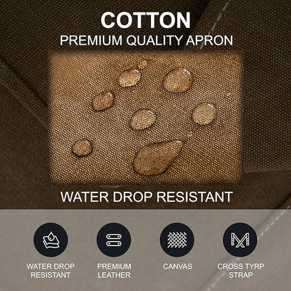 Cotton Canvas Cross Back Apron for Art Painting Garden Chef Bartender Work,Women Men 3 Pockets Waterproof Adjustable M-XXL