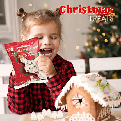 4E's Novelty Sweet Christmas Marshmallow Soft Candy Treats 65pcs (200gram) Bulk Snowman & Santas Shapes, Christmas Candy Stocking Stuffers Snacks, Party Favor for Kids & Adults
