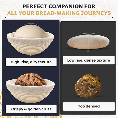 9" Banneton Bread Proofing Basket, Sourdough Proofing Basket Set of 2, Bread Banneton Basket for Professional & Home, Round Bread Proofing Baskets for Sourdough