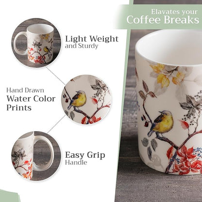 Maison d' Hermine Coffee Mug with Handles Fine Bone China Mugs Pack of Two Tea Cups for Hot Beverages Cappuccino Latte Home Restaurant Office Perfect for Gift (Equinoxe - Beige, 12 Ounce)