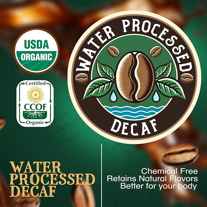 The Bean Organic Coffee Company Water Processed DECAF Le Bean, Dark French Roast, Whole Bean Coffee, 5-Pound Bag