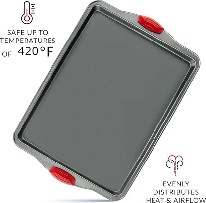Boxiki Kitchen Non-Stick Baking & Cookie Sheet Pan Non-Toxic 11x14 Inch Rimmed Carbon Steel Baking Sheet. Dent, Warp and Rust Resistant. Heavy Gauge Steel Oven Baking Sheet. 1 Tray.