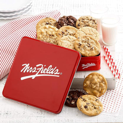 Mrs. Fields Dozen Original Cookie Signature Tin - Assorted with 12 Original Cookies in our 5 Classic Cookie Flavors