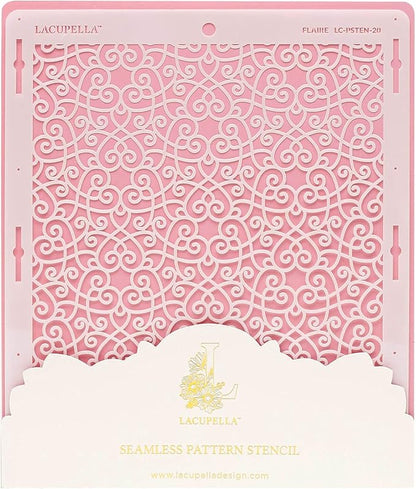 Cake Baking Stencil - Seamless Delicate Pattern for Decorating Tall Double Barrel Cake to Use with Buttercream, Royal Icing, Ganache, Paint, Airbrush (FLAIRE)