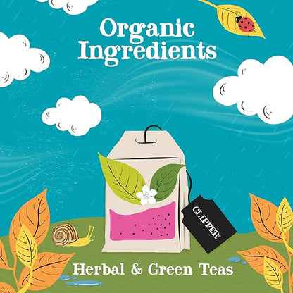 Clipper Tea: Organic Herbal & Green Tea Set, Gift Box – Tea Selection & Sampler with 5 Flavors Including Lemon, Ginger, and Bedtime Teas – Assorted Tea Bags in Colorful Tea Box, 45 Unbleached Tea Bags