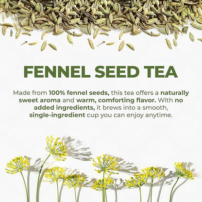 LeafLea 80 Premium Fennel Tea Bags, Pure Dried Fennel Seed Tea, Daily Ease & Balance, Naturally Sweet Taste, Caffeine-Free, Sugar-Free, Non-GMO, Vegan, Individually Wrapped