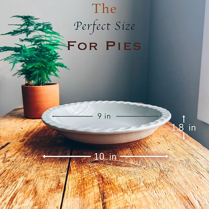 Mora Ceramics Classic 9 Inch Round Pie Pan Set of 2 - Earl Grey