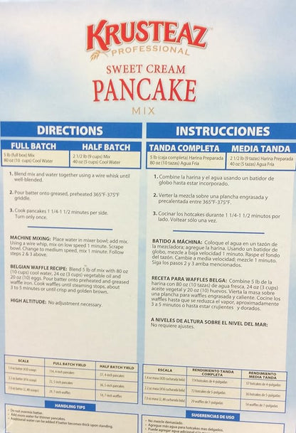 Krusteaz SWEET CREAM PANCAKE Mix 5lbs. (2-Pack) Restaurant Quality