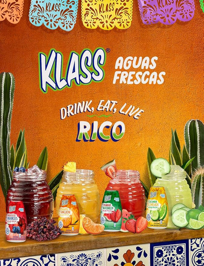 Klass Aguas Frescas | Liquid Water Enhancer | Sugar Free Naturally Flavored Hubiscus Berries, Keto Friendly |1.62 Oz Pack of 4 (Makes 24 servings each) 0 Calories Per Serving
