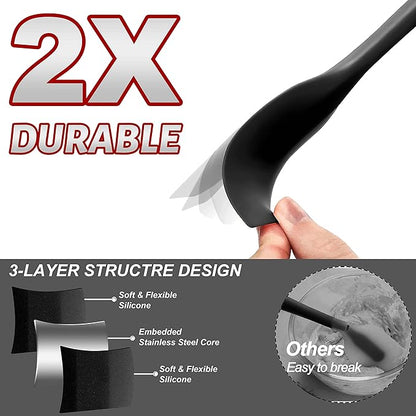 Anaeat Heat Resistant Silicone Spatula Set of 8 - Seamless One-Pieces Design, Non-Stick Rubber Spatulas & Mini Kitchen Scraper Flexible for Non-stick Cookware - Easy Baking, Cooking, Scraping & Mixing