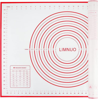 Silicone Baking Mat，Non Stick Rolling Dough with Measurements for Pie Pizza Cookies Fondant Making，Extra Thick Non Slip Silicone Pastry Mat
