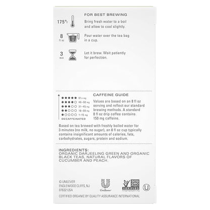 TAZO Organic Peachy Green Tea Bags, Caffeinated Tea, 120 Total Bags (20ct - Pack of 6)