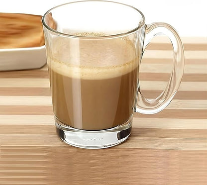 LEMONSODA Clear Large Glass Coffee Mug with Handles for Hot Beverages, Clear Mugs for Espresso, Tea, Cappucino, Latte, Juice (8.75 oz, 10.5 oz, 12 oz) (10.5 oz, Set of 6)