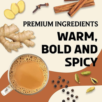 BREWIX, Masala Chai Tea Loose Leaf CTC TEA (50+ Cups, 3.53oz/100g) Strong Robust & Aromatic, All Natural | Blended with Exotic Spices | Ginger, Cinnamon, Cardamom, Clove & Black Pepper
