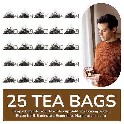BREWIX, Vanilla Caramel Dessert Tea (25 Pyramid Black Tea Bags) | Naturally Flavored, Caffeinated & Sugar-Free | A Cozy & Indulgent Brew for Anytime Cravings