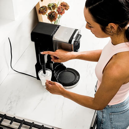 Ninja | Coffee Maker | DualBrew Single Serve System | 4 Brew Styles | Keep Warm Feature & Buit- In Frother | 14 Cup Glass Carafe & Removable 70oz Water Reservoir | Black | CFP451A