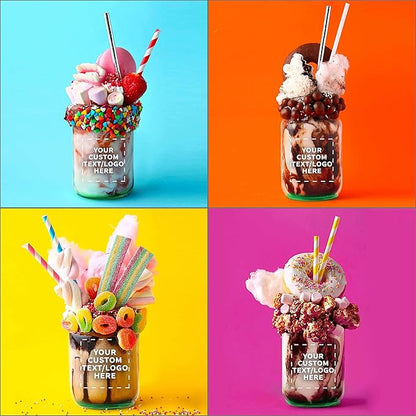 DISCOUNT PROMOS Custom Decorating Mason Jars 12 oz. Set of 100, Personalized Bulk Pack - Glass Jars for Overnight Oats, Candies, Fruits, Pickles, Spices, Beverages - Green