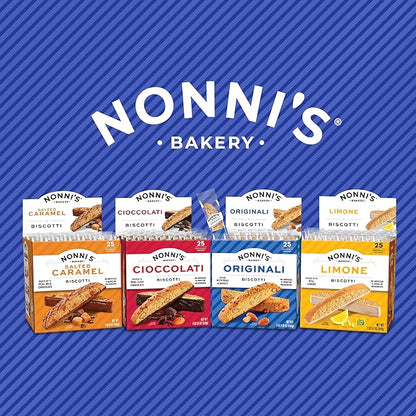 Nonni's Originali Classic Almond Biscotti Cookies – Individually Wrapped Italian Coffee Snack, Crunchy Twice-Baked, 80 Cal Each, 17.25 oz Carton, 2 Pack