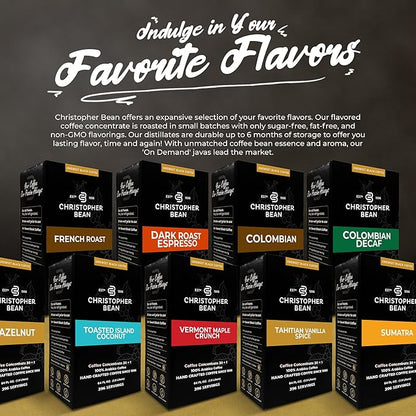 Christopher Bean Coffee - 396 servings, 30 to 1 Blend Bag in Box Liquid Instant Coffee or Cold Brew Coffee Concentrate - Hot or Iced Coffee - Sumatra Brew