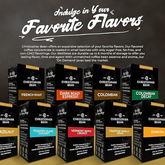 Christopher Bean Coffee - 396 servings, 30 to 1 Blend Bag in Box Liquid Instant Coffee or Cold Brew Coffee Concentrate - Hot or Iced Coffee - Sumatra Brew