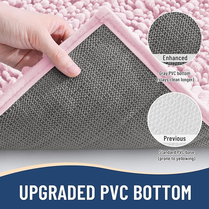 Arotive Luxury Chenille Bathroom Rug Mat, Extra Soft Thick Absorbent Shaggy Bath Rugs, Non-Slip Machine Wash Dry, Plush Bath Mats for Bathroom, Shower and Tub, 36x24, Pink