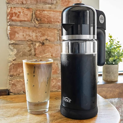 VINCI Express Cold Brew, Electric Cold Brew Coffee Maker in 5 minutes, 4 Brew Strength Settings & Cleaning Cycle, Easy to Use & Clean, Glass Carafe, Cold Brewer for Iced Coffee, 1.1 L Pitcher (37 oz)