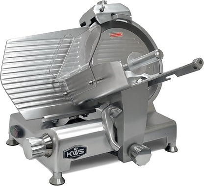 KWS Metal Collection 420W 12 Inch Commercial Meat Slicer MS-12DS Anodized Aluminum Base with Stainless Steel Blade + Blade Removal Tool, Frozen Meat/Cheese/Food Slicer Commercial and Home Use