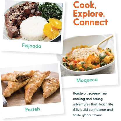 eat2explore Cooking Kits for Kids – Interactive & Educational Kids Cooking Sets Real for Ages 5 and Up,3 Recipe Cards & Global Ingredients – Fun Gift for Young Chefs (Brazil Edition)