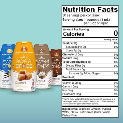 SweetLeaf Sweet Drops - Flavored Stevia Liquid Sweetener, Stevia Extract, Zero Calories, Gluten Free, Keto Friendly, Non GMO, Natural Flavor, Sugar Alternative - Variety Pack, 1.7 Fl Oz (Pack of 4)