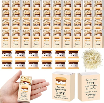 Wettarn 100 Sets S'more Appreciation Gifts Bulk Marshmallow with Box Party Favors Christmas Vet Tech Thank You Gift Rewards for Teacher Employee Nurse Coworkers Staff Team