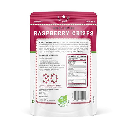 Nature’s Turn Freeze-Dried Raspberry Crisps – Healthy, Gluten-Free, Crispy & Delicious, Plant-Based Snack, Ideal for Cereal, Smoothies, School Lunches, & On-the-Go, Bags of 12 (0.53 oz Each)