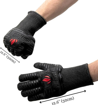 GRILL HEAT AID BBQ Grill Gloves Heat Proof for Grilling – Fireproof 1472°F Heat-Resistant Grill Mitts for Outdoor Barbecue and Smoker, Campfire, Fire Pit, Oven Glove with Fingers for Baking Pizza