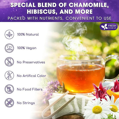Refreshing Mint Herbal 60 Tea Bags – Special Blend Of Spearmint and Peppermint with Chamomile, and Top Herbal Ingredients for Digestive Comfort & Relaxation, Caffeine-Free, Naturally Sweet, Non GMO