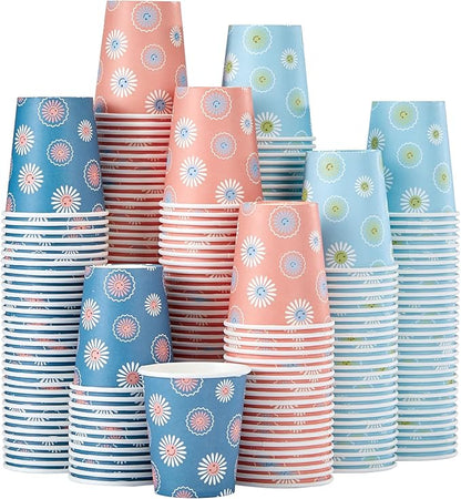 [600 Pack 5 oz Paper Cups, Disposable Bathroom Cups, Small Mouthwash Cups, Hot/Cold Beverage Drinking Mini Cup for Party, Picnic, BBQ, Travel (Daisy)