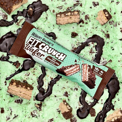 FITCRUNCH Wafer Protein Bars, 16g of Protein & 4g of Sugar (9 Bars, Mint Chocolate Chip)