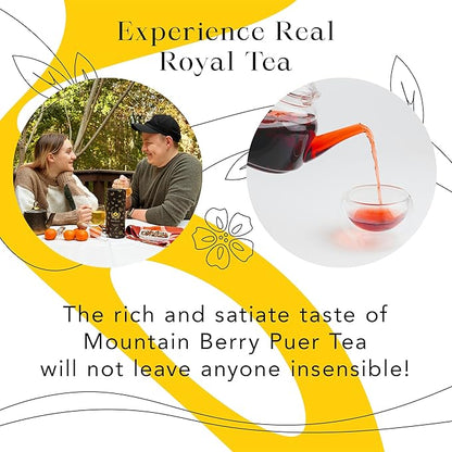 MyRoyalte Mountain Berry Puerh Tea Organic - Hibiscus Tea Loose Leaf Tea With Blueberries Grapes Mullberries - Pu'er tea Rosehip Tea - Organic Herbal Tea Chinese Tea Gift Idea for Tea Lovers - 3 oz
