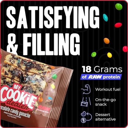 My Cookie Dealer Protein Cookies, Chocolate Candy Ganache (4oz, Pack of 3) - 18g Protein per Cookie - Individually Wrapped Workout Snacks for On-The-Go Travel