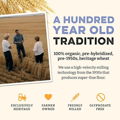 Sunrise Flour Mill USDA Organic Heritage Pasta Flour - 5 lbs | Milled from Hard Red Wheat | Easier to Digest with Less Bloating | No Bleaching or Bromating | Zero Additives