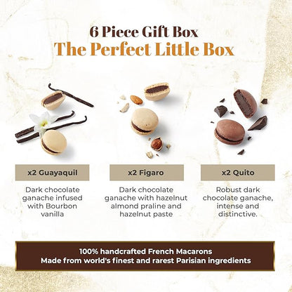 La Maison Du Chocolat Premium Macaron Gift Box - 12pcs Gourmet French Dark Chocolate Filling with Shells in Assorted Flavors