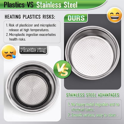 51mm 3 Ear Portafilter for DeLonghi EC680/EC685/EC885 - Stainless Steel Dual Spout Handle with Precision Basket,Siam Rosewood Grip