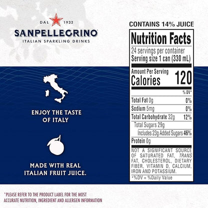 Sanpellegrino Italian Sparkling Drink Melograno And Arancia, Sparkling Orange And Pomegranate Beverage, 24 Pack Of Cans
