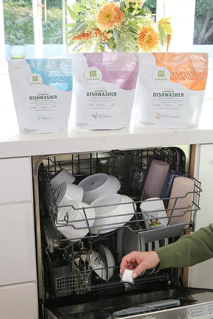 Grab Green Automatic Dishwashing Detergent Pods, 60 Count, Fragrance Free, Plant and Mineral Based, Superior Cleaning, Powerful Grease Removal, Brilliant Shine